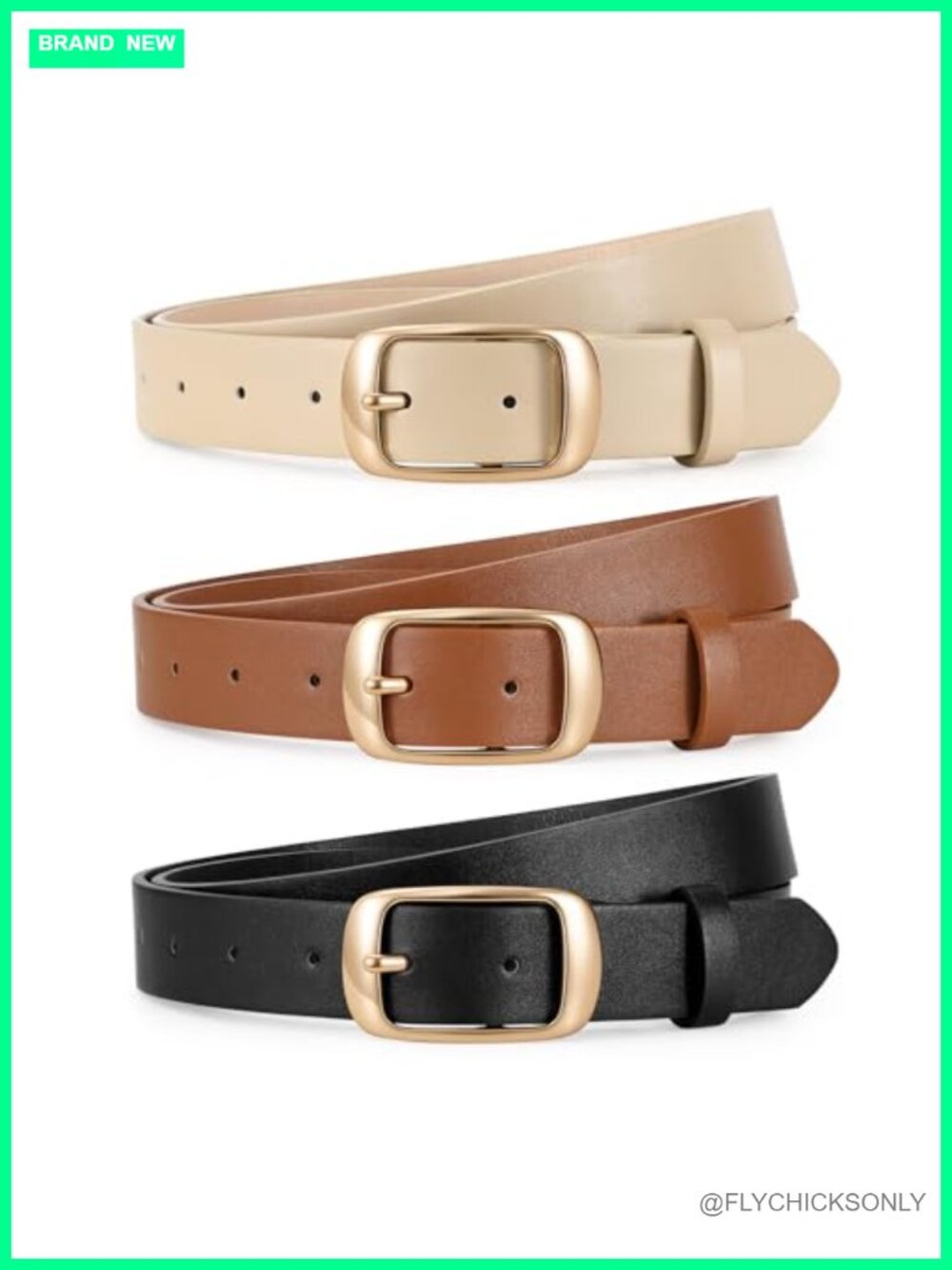 3 Pack Women Faux Leather Belts Classic Jeans Dress Pants Set S M L